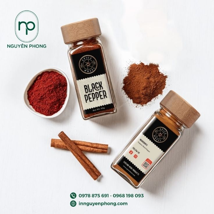 Mẫu tem dán gia vị hạt tiêu